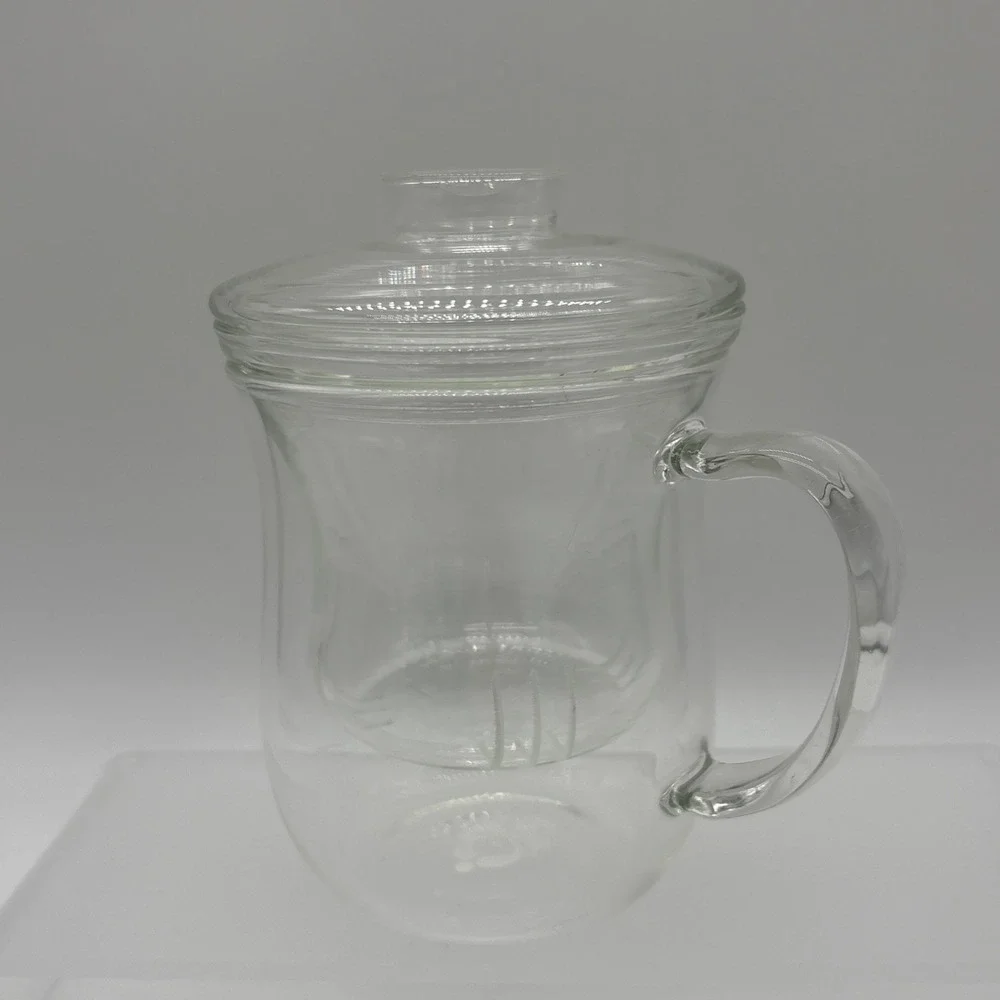 Teavana Joli Clear Glass Mug with Infuser Basket and Lid 10 oz GUC